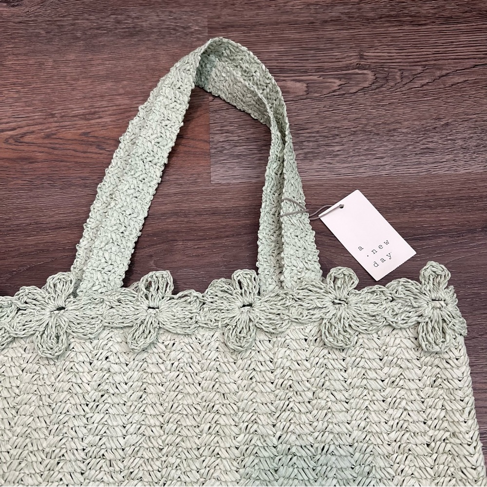 Straw Large Floral Print Tote Handbag - a New Day : Woven Paper Straw - Picture 4 of 4